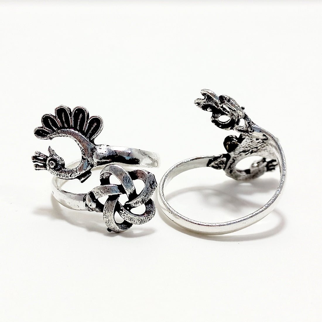 Elegant Silver Peacock Ring - Artisan – Ritsika.in